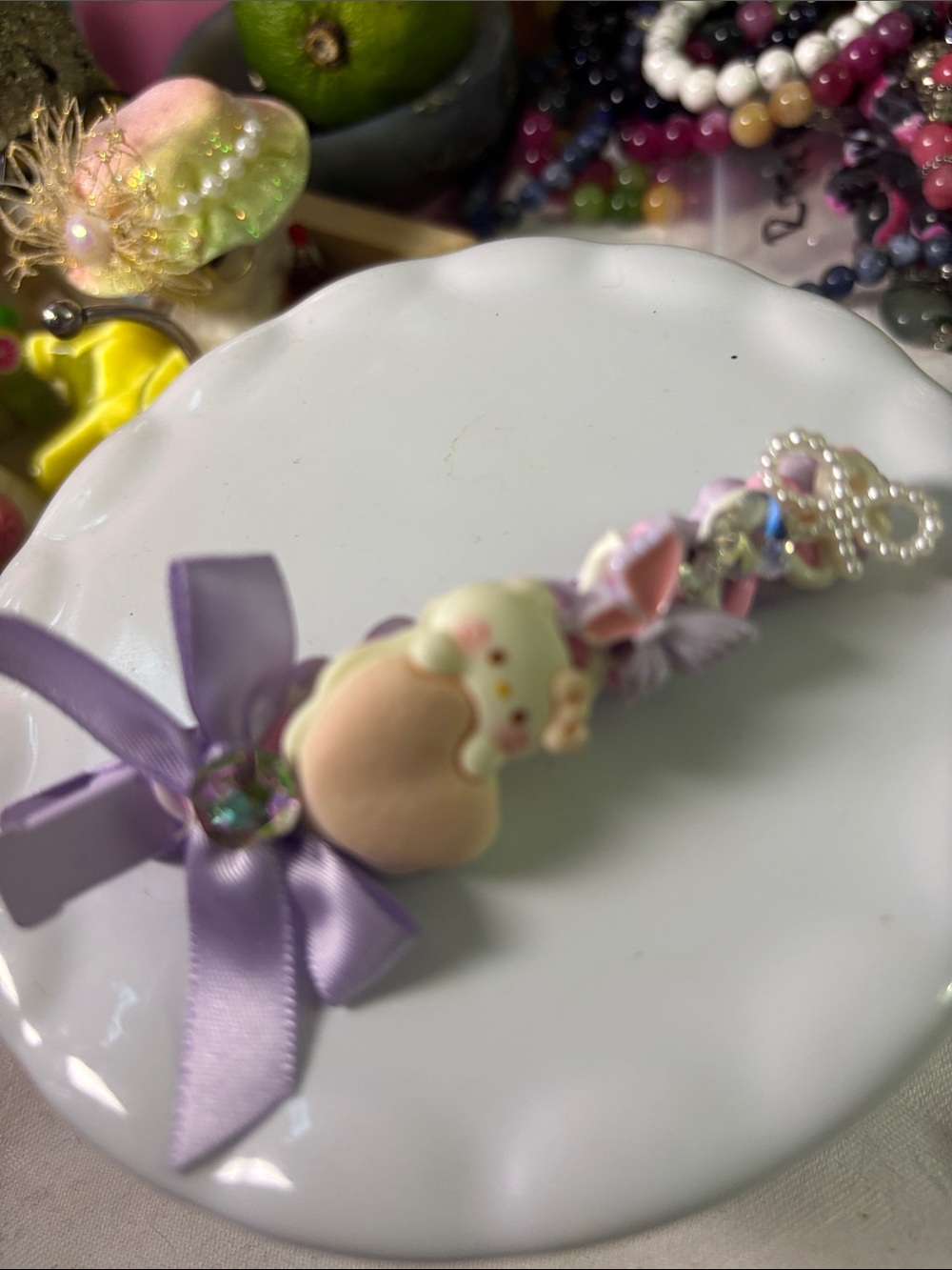 Kids Pastel Purple Heart & Bow Hair Clip